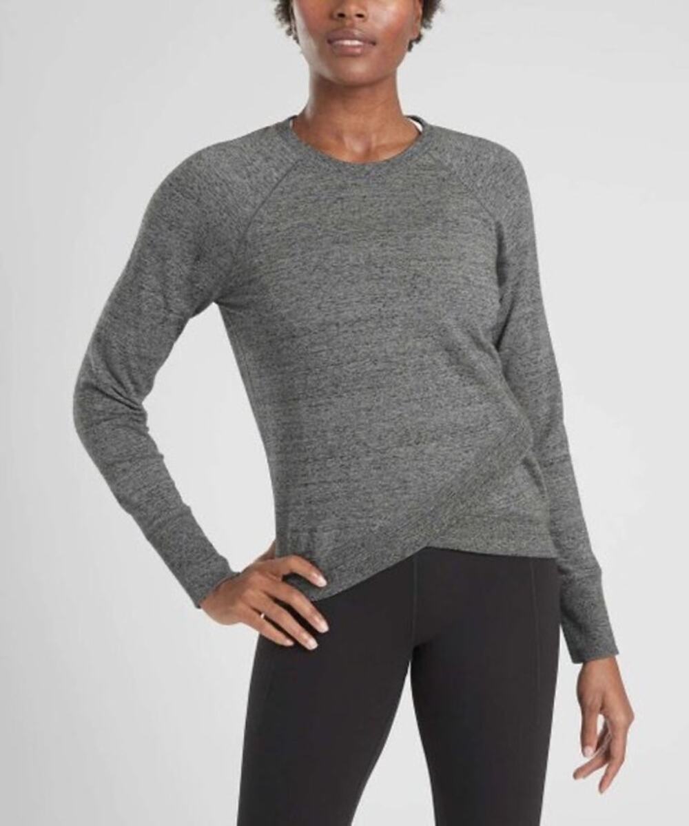 Athleta Casual Athleisure Gray Criss Cross Sweatshirt Size S